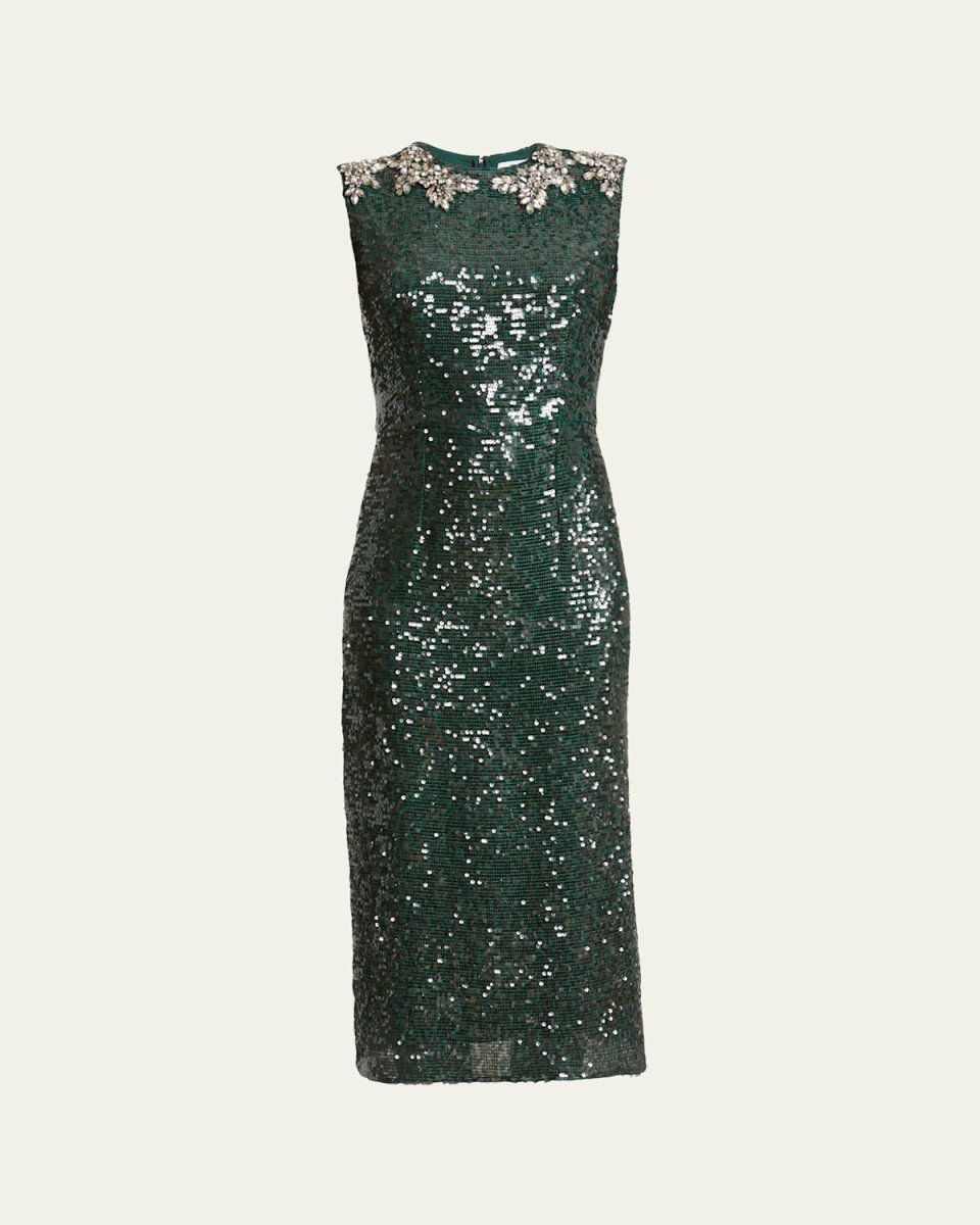 Sequined Crystal Midi Dress